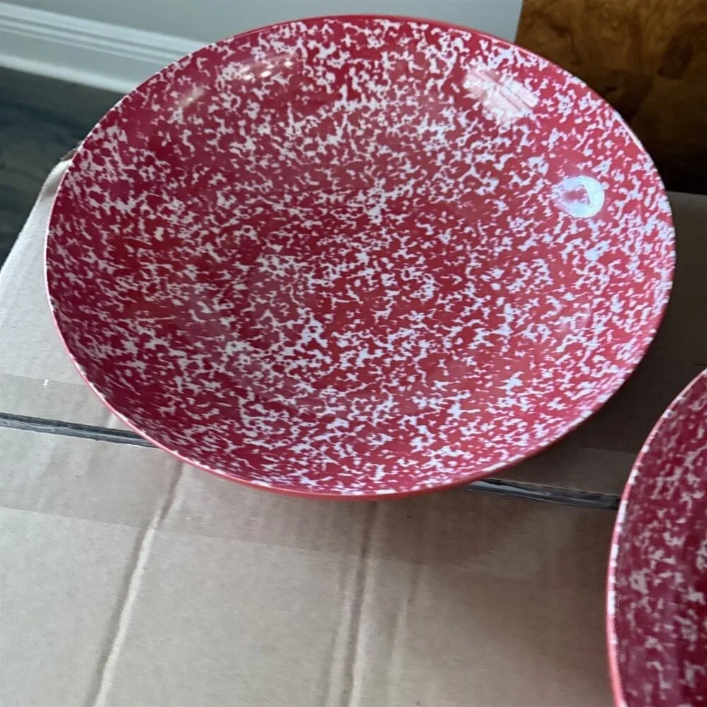 Pier 1 Melamine Bowl Serving Bowl Red Set Of 2 Spongewear Speckle